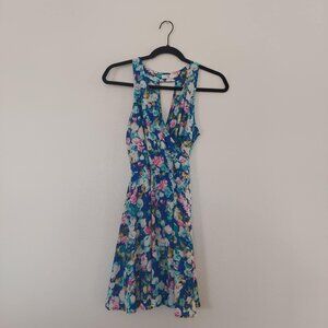 Floral Print Cinched Waist swing dress